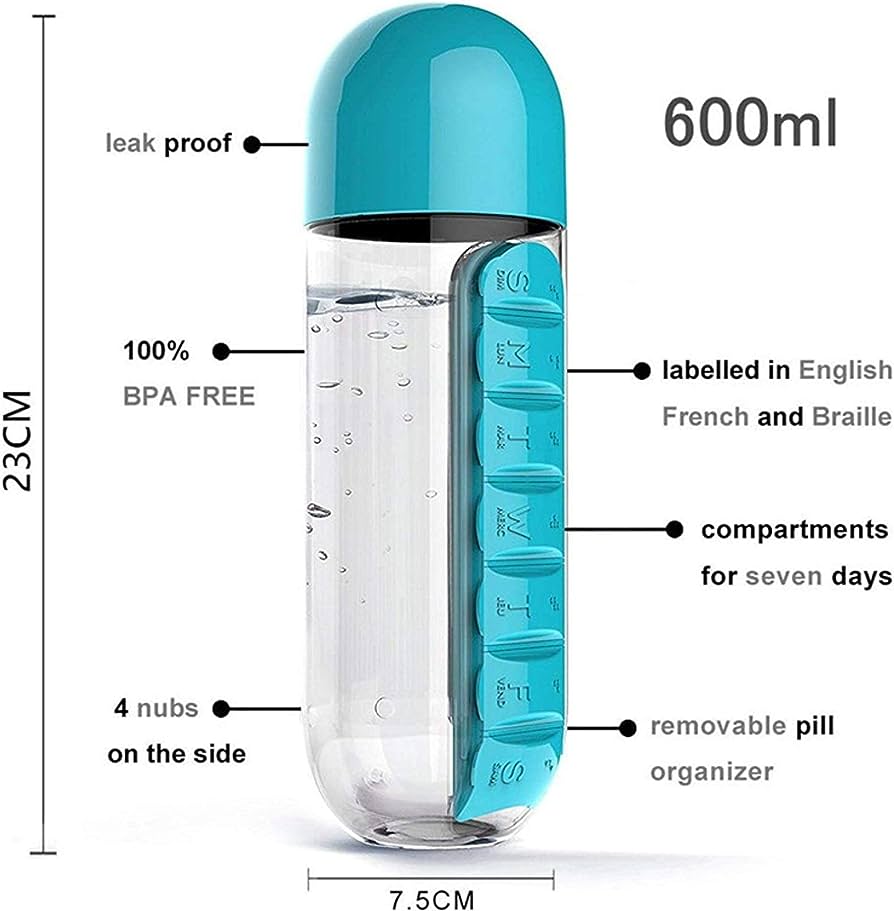 Pill Organizer Water Bottle